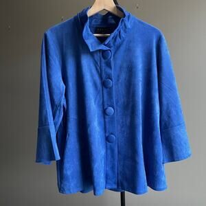 Weavz Faux Suede Wire Collar Jacket in blue Size Large 3/4 sleeves